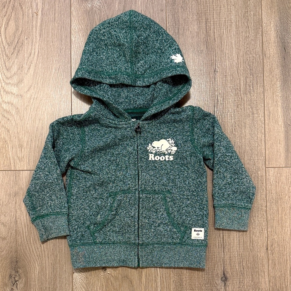 Roots Heathered Green Baby Zip-Up Hoodie